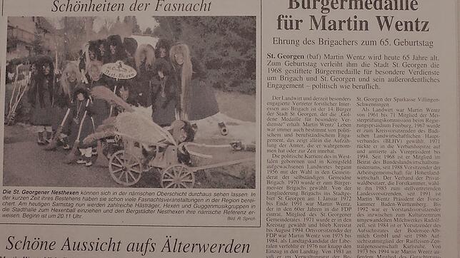 Zur Vollendung seines 65. Lebensjahres wurde vor 25 Jahren dem Brigacher Ortsvorsteher und Landwirt Martin Wentz die Goldene Medaille ...