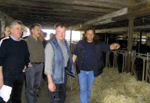 Hofgutspächter Josef Weißhaupt zeigt den Gemeinderäten seinen umgebauten Stall.