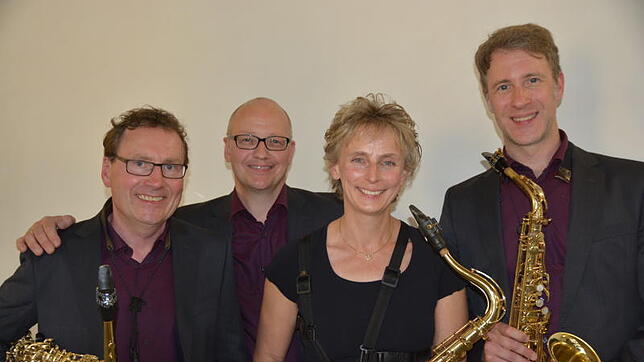 Das Saxophon Quartett Pindakaas: Guido Grospietsch, Matthias Schröder, Anja Heix und Thorsten Floth (von links).