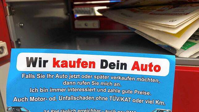 Statt am Autofenster steckte dieser Werbezettel im Briefkasten.