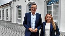 Die Grünen-Landtagsabgeordnete Saskia Frank und der Fraktionsvorsitzende der Grünen im baden-württembergischen Landtag Andreas Schwarz ...