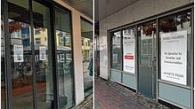 Zwei Leerstände in prominenter Lage in der August-Ruf-Straße: Zum einen neben dem Tschibo-Laden und auch neben der Apotheke Sauter.