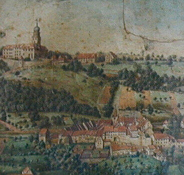 Stühlingen: Das alt-katholische Pfarrhaus in Stühlingen überdauert das untere Stadttor, mit dem ...