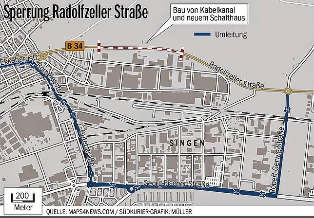 Bild 1: B34-Baustelle fordert starke Nerven: Warum Autofahrer an der Radolfzeller Straße viel mehr Zeit brauchen