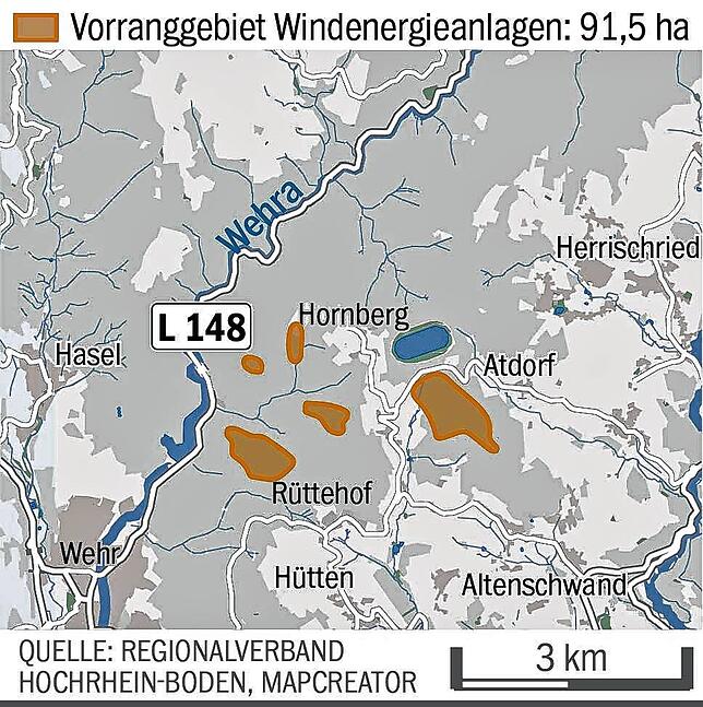 Bild 2: Der Gemeinderat will keine Windräder an der Hotzenwaldkante