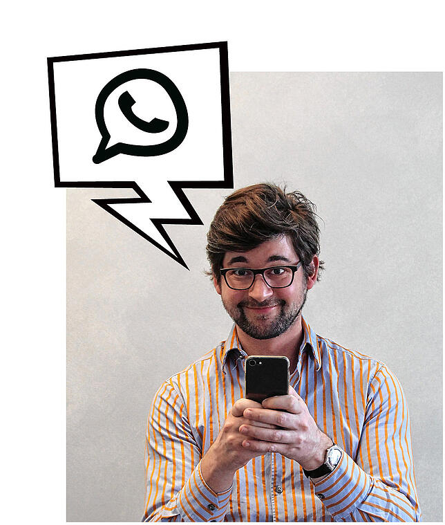 David Bäuerle, 30, sieht Messenger wie WhatsApp als Segen und Fluch zugleich: Nervig aber auch eine tolle Verbindungsmöglichkeit zu Omas ...