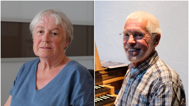 Rechts: Orgelspieler Georg Brendle, links: die Ehrenamtliche Inge Polap.