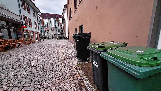 Blockierte Gehwege wie hier in der Innenstadt: Die Mülleimer sollen weg.
