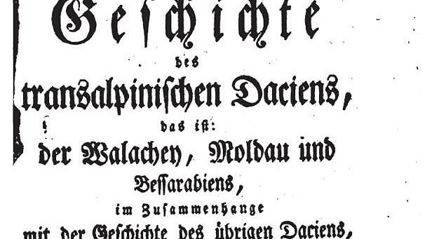 Das Titelblatt der 1782 erschienenen „Geschichte des transalpinischen Daciens“von Franz Josef Sulzer.