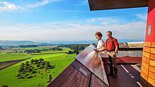 Der heutige Napoleonturm steht seit 2017. Auf der Plattform in über 36 Metern Höhe bietet dieser einen faszinierenden Blick auf den ...