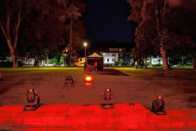 Night of Light am Montag Abend am Romöusturm in Villingen.