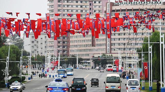 Nordkoreanische Flaggen. (Symbolbild)