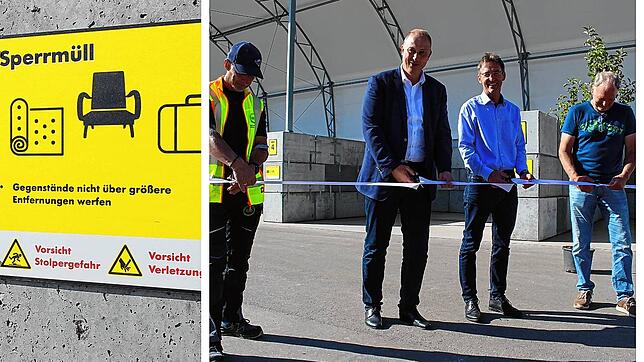 Der neue Wertstoffhof Plus bei Hüfingen ist jetzt offiziell in Betrieb. Jürgen Rottmann (von links), Hüfingens Bürgermeister Michael ...