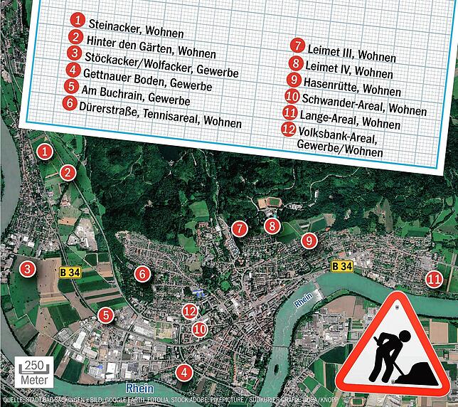 Die Grafik zeigt zwölf Perspektivflächen für Bebauung in Bad Säckingen – wir schauen uns heute 10 und 11 genauer an. Denn dort ...