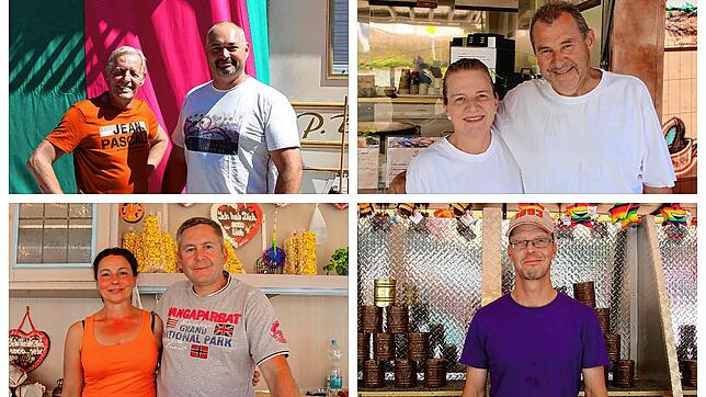 Die Schausteller der Chilbi freuen sich, wieder auf dem Rummel zu sein (von links oben nach rechts unten): Martin und Benjamin Buhmann ...