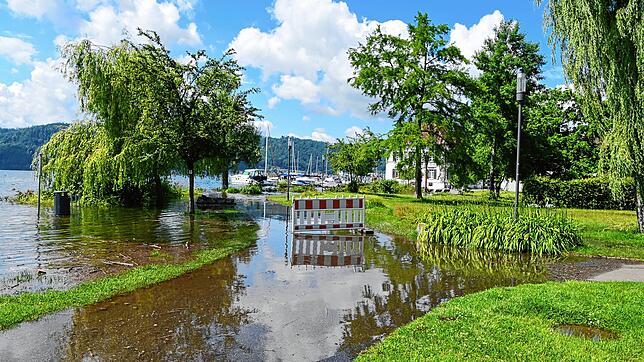 Das Hochwasser im Schlösslepark nimmt zu.