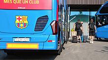 Der FC Barcelona bei seiner Ankunft am Öschberghof bei Aasen am Mittwoch, 28. Juli.