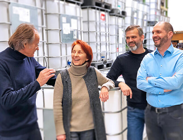 2018 erweiterten die bisherigen Geschäftsführer Gerhard Heid (von links) und Beate Oberdorfer die Geschäftsführung um Oliver Groß und ...