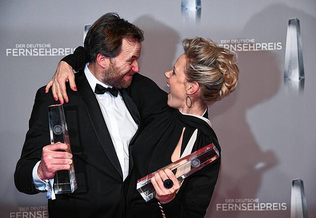 Christian Erdmann und Anna Schudt spielten die Hauptrollen in „Aufbruch in die Freiheit“ – bei der Verleihung des ...