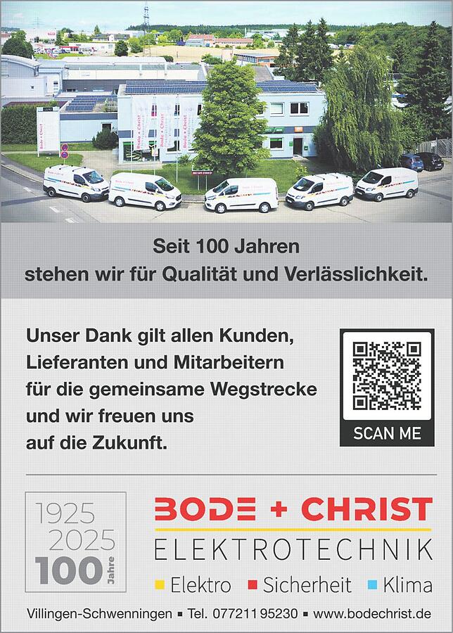 Bild 1: 100 Jahre Bode + Christ Elektrotechnik in VS-Villingen: Individuelle Lösungen für alle Ansprüche