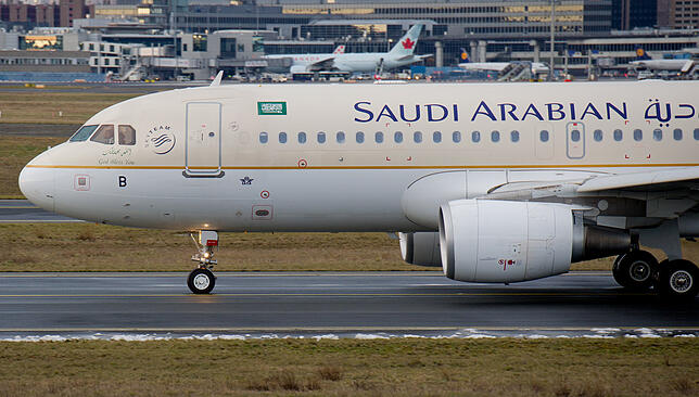 Mit der saudi-arabischen Fluglinie Saudia ging es von Rom nach Riad.
