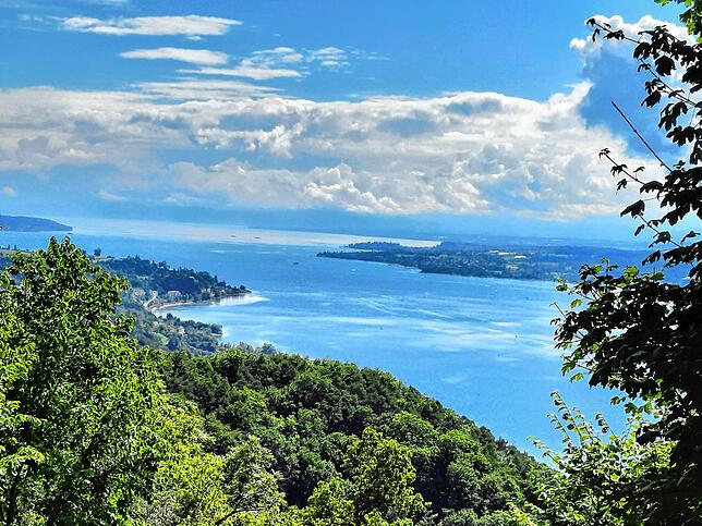 Vom Haldenhof aus hat man einen guten Blick auf den Bodensee.