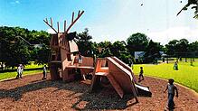 So soll der hölzerne Spielplatz-Hirsch in Häusern aussehen. Bild: Gemeinde
