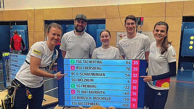 Das erfolgreiche Bundesliga-Team des BC Villingen-Schwenningen in Tacherting (von links): Polina Rodionova, Dominic Gölz, Fiona ...