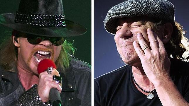 Axl Rose (l.) springt für Brian Johnson ein
