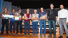 144 Starter spielen in Rötenbach für die Cego-Schwarzwaldmeistrsschaften. Die Besten von links Bertram Merz, Sieger Emil Hepting, Emil ...