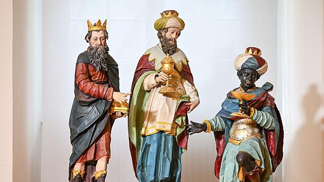 Die Heiligen Drei Könige im Nazarener Stil, hier aus der aktuellen Krippenausstellung im Kloster Schussenried.
