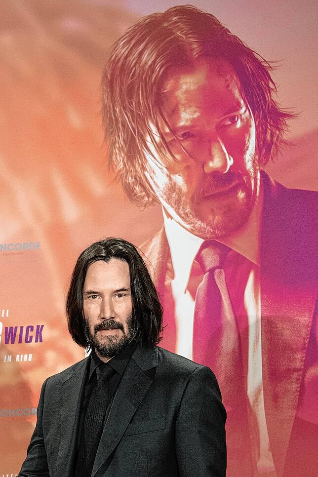 US-Schauspieler Keanu Reeves spielt die Hauptrolle in den &bdquo;John Wick&ldquo;-Filmen. Hier bei der Vorstellung von Teil drei im Jahr ...