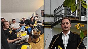 Mit seinen Freunden verfolgt Marlon Kollmann Dienstagabend den Staffelauftakt von „Hochzeit auf den ersten Blick“ (links). In dem ...