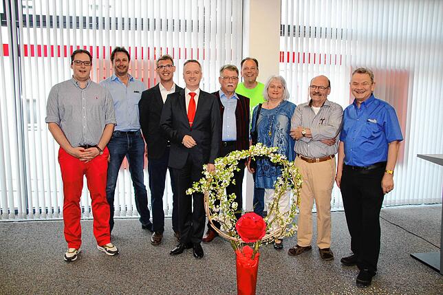 Organisatoren: Beim Empfang zum 30.&nbsp;Stühlinger Frühling im Jahr 2018 wurde den aktuellen und früheren Vorsitzenden des Handels- und ...