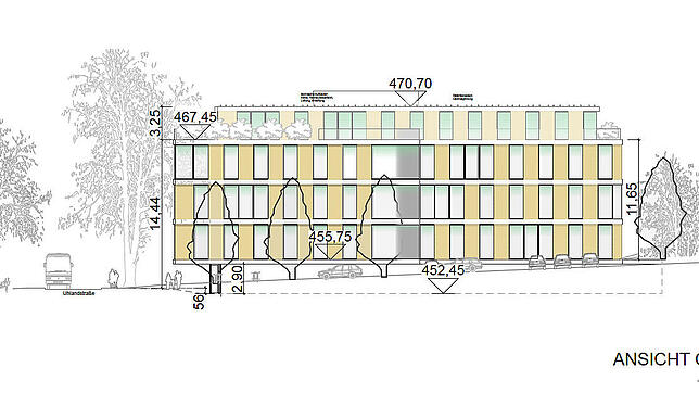 Diese Dimensionen soll das Ärztehaus mit der Laserklinik in der Ansicht von Osten, der Aufkircher Straße und dem Schättlisberg nach dem ...