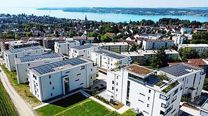 Das neue Wohnquartier an der Anna-Zentgraf-Straße (im Vordergrund) war mit über 170 Wohnungen das bislang größte Projekt der ...