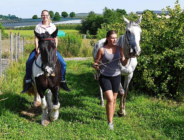 Melandie Gäng auf Tulamore Girl und Ciara Deininger mit Irresistible Light haben ihre Pferde auf dem Hof eingestellt. Das Konzept gibt ...