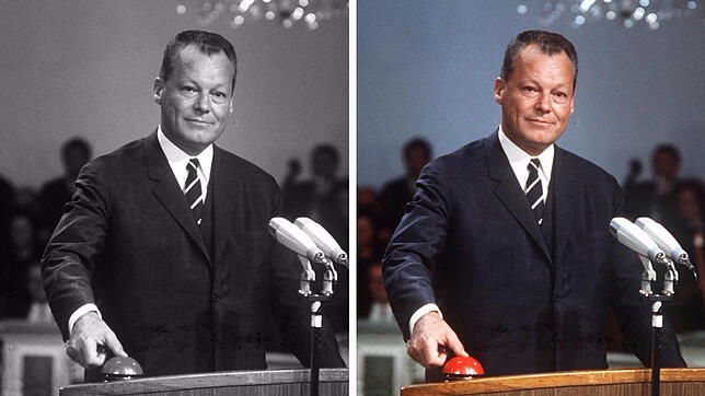 Der damalige Vize-Kanzler Willy Brandt drückte im TV einen Knopf - und plötzlich war das Farbfernsehen da.