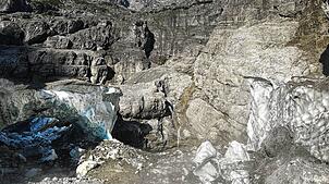 Die Eiskapelle am Watzmann nach ihrem Einsturz.