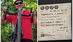 Gunther Lipp war sowohl auf dem Fahrrad als auch mit Bus und Bahn am Bodensee unterwegs. Weil jedoch sowohl die Echt Bodensee Card als ...