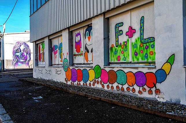 Graffiti-Kunst auf dem Saba Areal im Februar 2021.