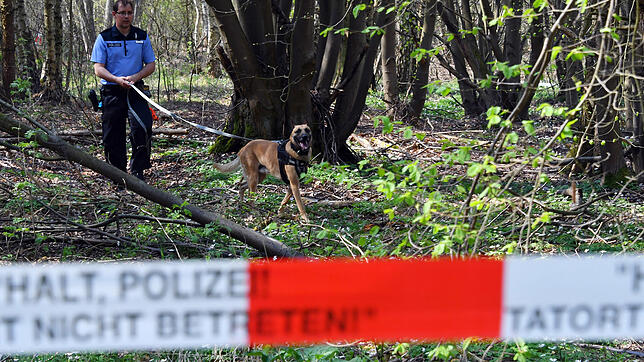 Ein Polizeibeamter mit Hund sucht in einem Waldgebiet bei Brieselang nach Spuren der vermissten Georgine Krüger. Zwölf Jahre nach dem ...