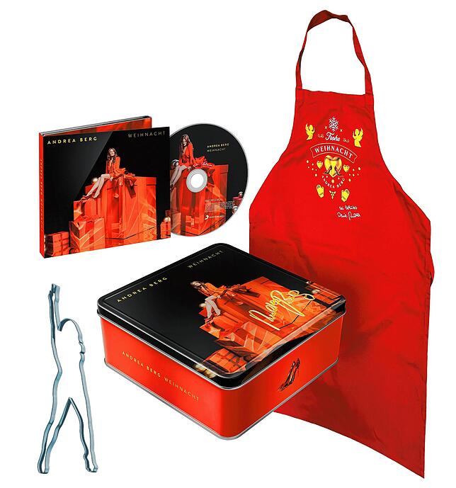 Eine Schürze und ein Ausstecher gehören zur limitierten Fanbox des Albums &bdquo;Weihnacht&ldquo;. Bild: Bergrecords/Sandra Ludewig