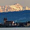 Greifbar nahe scheint der Säntis auf dieser Aufnahme zu sein, dabei liegen Luftlinie etwa 60 Kilometer zwischen dem Berg und der Insel ...