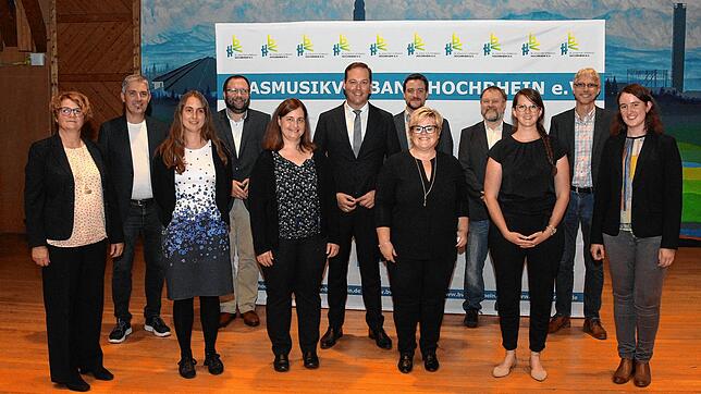 Das neugewählte Präsidium des Blasmusikverbandes Hochrhein (von links): Brigitte Russ, Ralf Eckert, Doris Baumann, Jörg Murschinski, ...