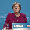 Angela Merkel äußert sich bei einer Pressekonferenz im Konrad-Adenauer-Haus.