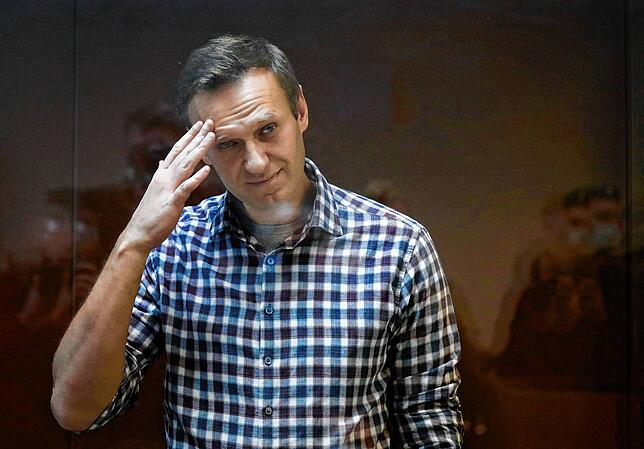 Alexej Nawalny, russischer Oppositionsführer, steht während seiner Verhandlung hinter einer Glasscheibe im Babuskinsky Bezirksgericht.