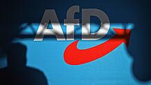 Schatten auf der Bühne einer AfD-Veranstaltung 2024.