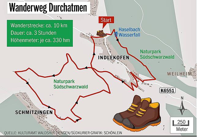 Der Wanderweg &bdquo;Durchatmen&ldquo; ist ein dreistündiger Rundweg zwischen Indlekofen und Schmitzingen