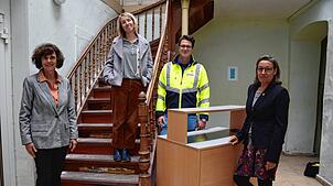 Wirtschaftsförderin Regina Schlecker (von links), Bürgermeisterin Susen Katter, Stadtbaumeister Lars Heinzl und Corinna Bruggaier, ...
